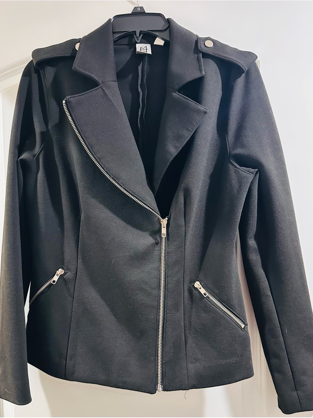 Marc Bouwer Black Asymmetrical Zip Moto Jacket- Small